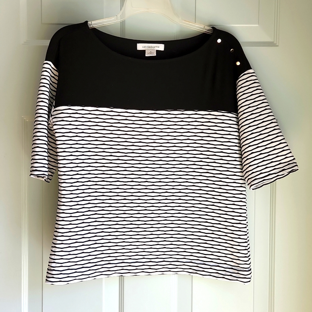Liz Claiborne, Women's, M, w Black then White and Black Waves Make a Offer - Picture 1 of 5